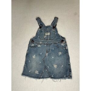 OshKosh Bgosh Girls 4T Blue Denim Floral Print Overall Jumper Dress OSH89379-SSI